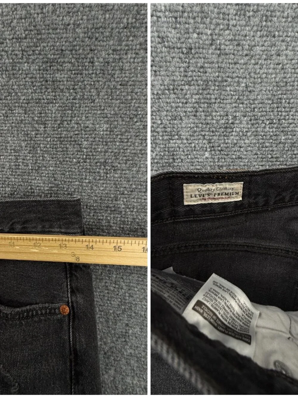 Levis Premium 501 S Jeans Women Black Button Fly Big E Charcoal Wash Straight
